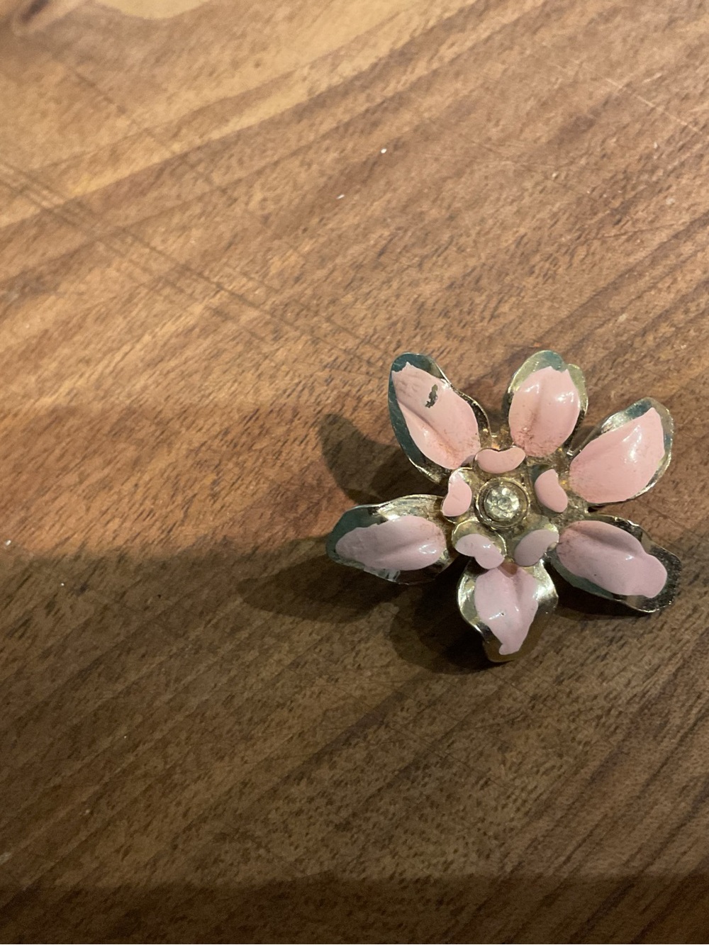 Vintage pink enamel floral Pin 1950’s .